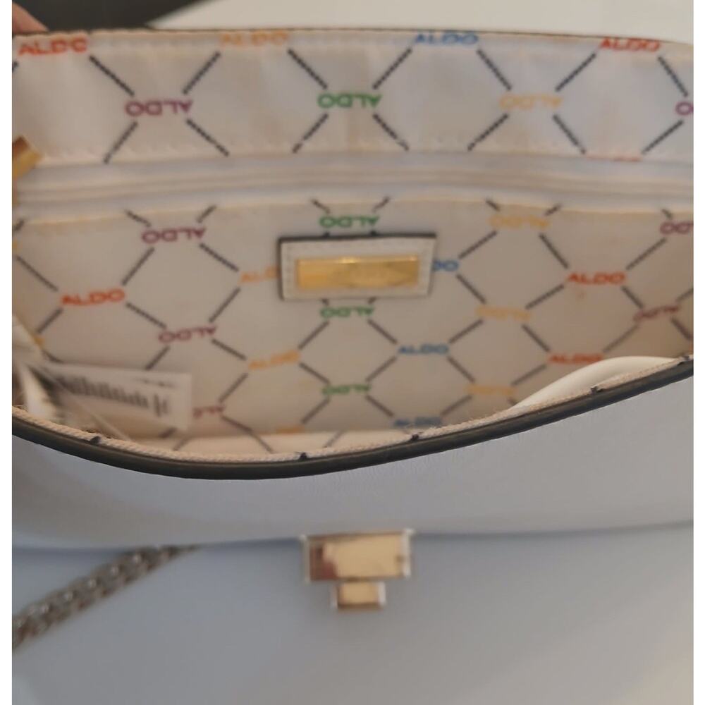 ALDO Rainbow Crossbody Bag White Gold Chain Shine Smile Love Purse - Picture 6 of 11